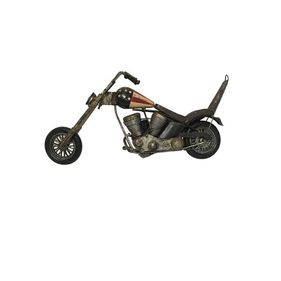 Vintage Metal Motorcycle Model‎ With American Flag Design/ collector